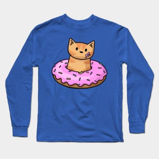 Ginger Cat in Donut Long Sleeve T-Shirt